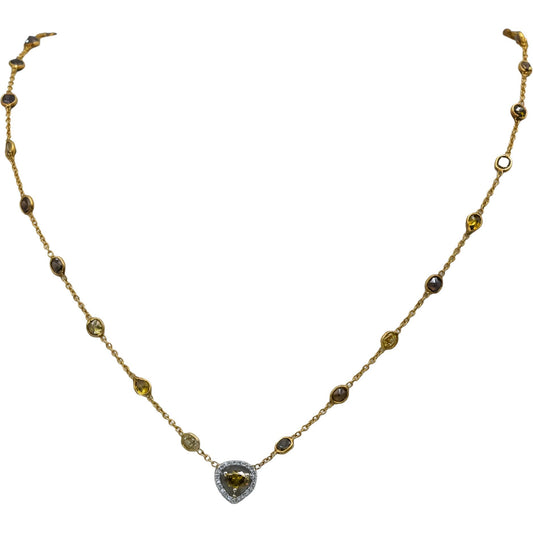 14k Yellow Gold VS Natural Colored Mixed Diamond By The Yard Necklace 5.0CT