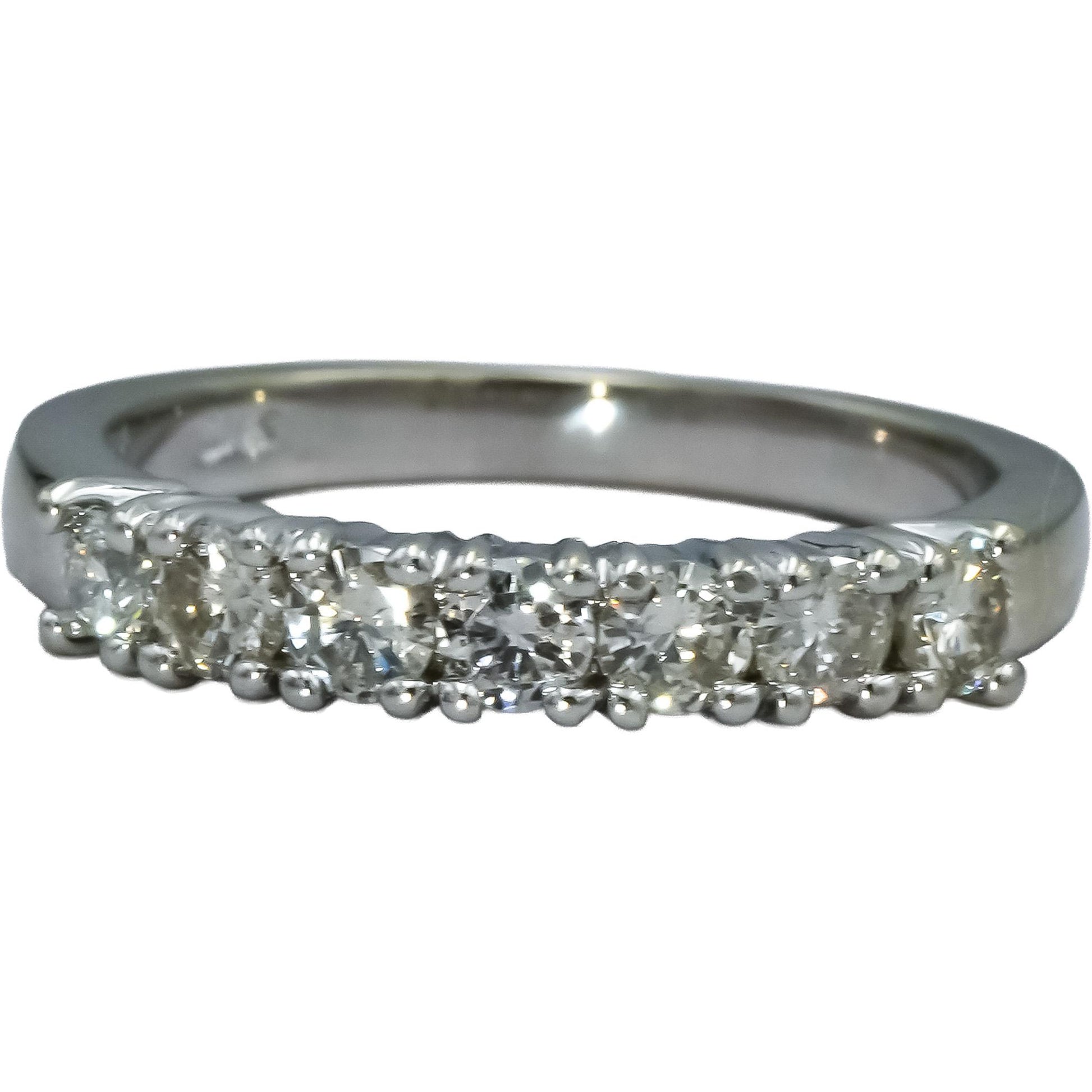 14k White Gold Round Diamond Anniversary Band Ring 0.49CT Size 5.25
