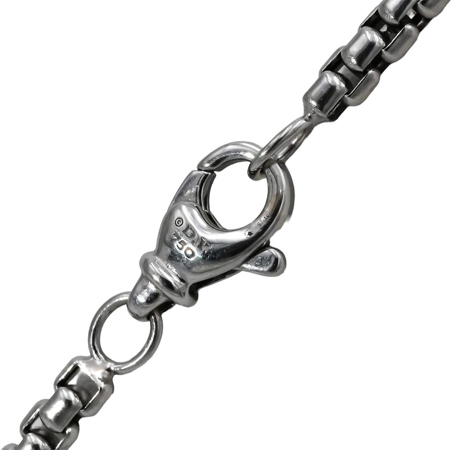 DAVID YURMAN 18k White Gold Box Link Chain Necklace 3.4mm Wide/22in Long