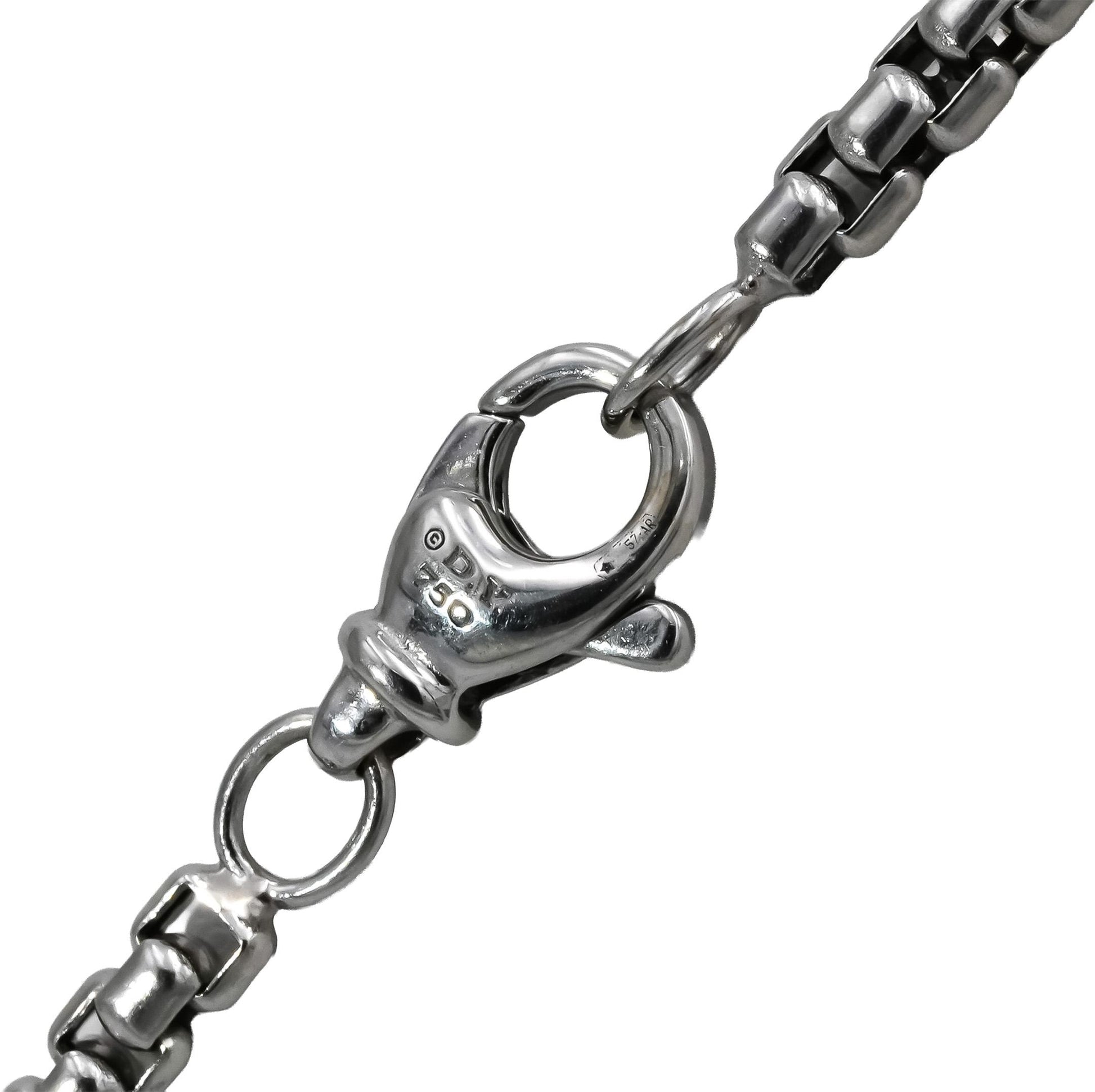 DAVID YURMAN 18k White Gold Box Link Chain Necklace 3.4mm Wide/22in Long