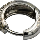 14k White Gold Round Diamond Hoop Huggie Earrings 0.45CT