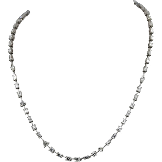 18k White Gold VS Multiple Shapes Diamonds Necklace 8.70CT