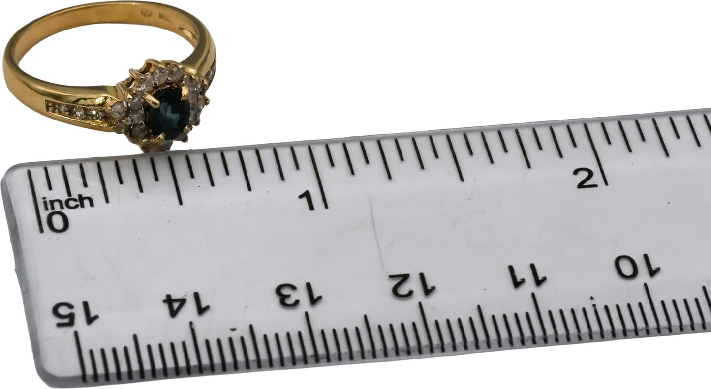 14k Yellow Gold Diamond and Sapphire Cocktail Ring 0.50CT Size 6.25