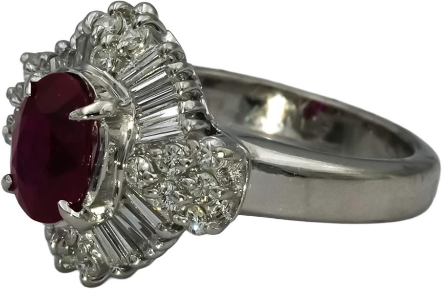 GIA Certified Platinum Ruby and VS Diamond Cocktail Ring 3.04CT Size 6.5