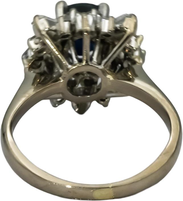 14k White Gold Diamond and Sapphire Cocktail Ring 1.50CT Size 4.5