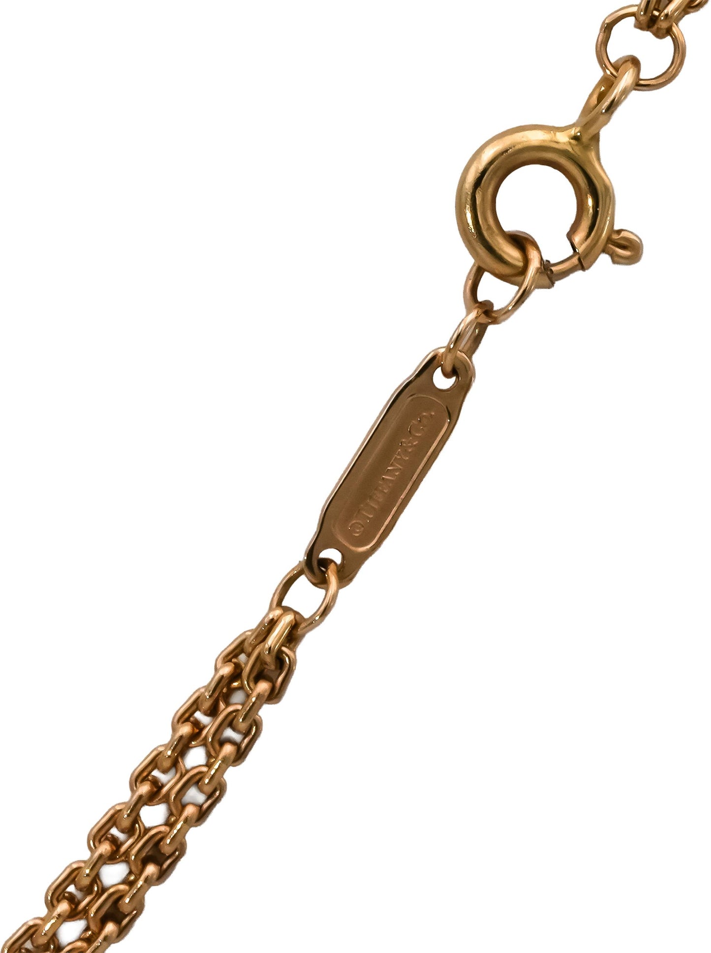 TIFFANY & CO. 18k Rose Gold HardWare Double Link Pendant Necklace w/ Box and Bag