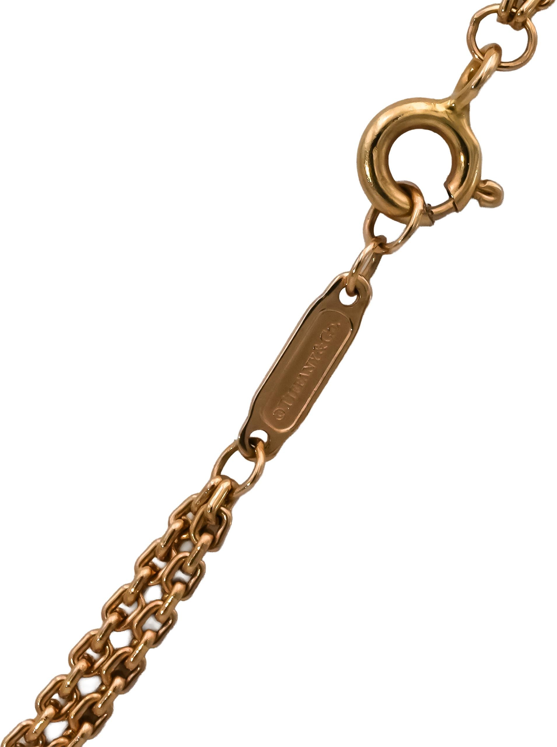 TIFFANY & CO. 18k Rose Gold HardWare Double Link Pendant Necklace w/ Box and Bag