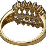 14k Yellow Gold Round and Marquise Cut Tanzanite Cluster Ring 2.06CT Size 8