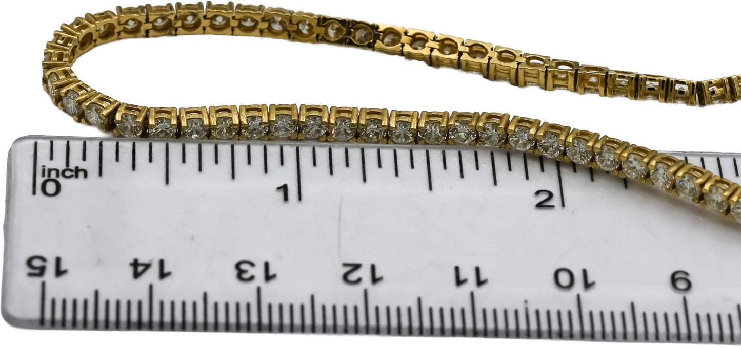 14k Yellow Gold Round Diamond Tennis Necklace 8.62CT