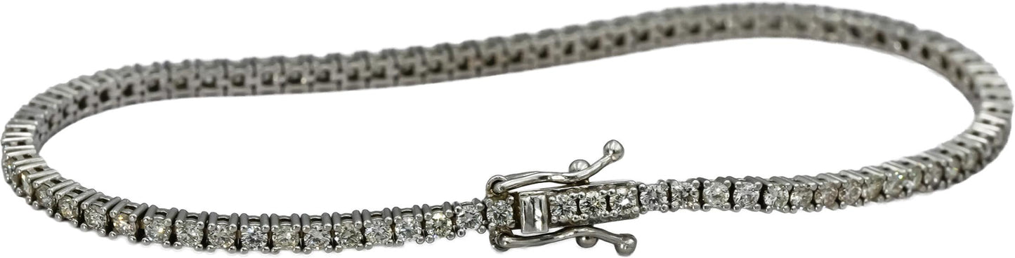 14k White Gold Round Diamond Tennis Bracelet 2.25CT