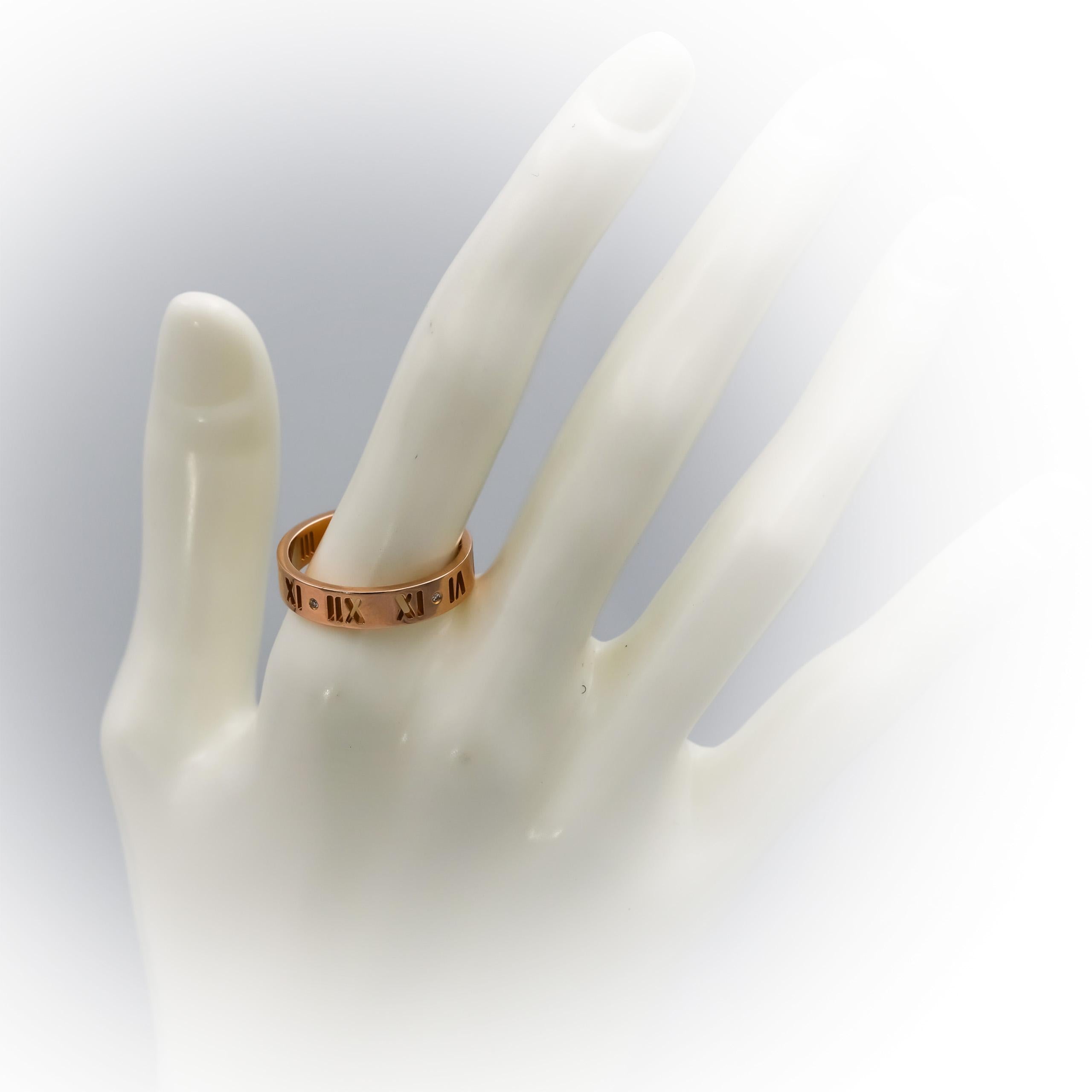 TIFFANY & CO. 18k Rose Gold VS Diamond Atlas Band Ring .02CT Size 10.25