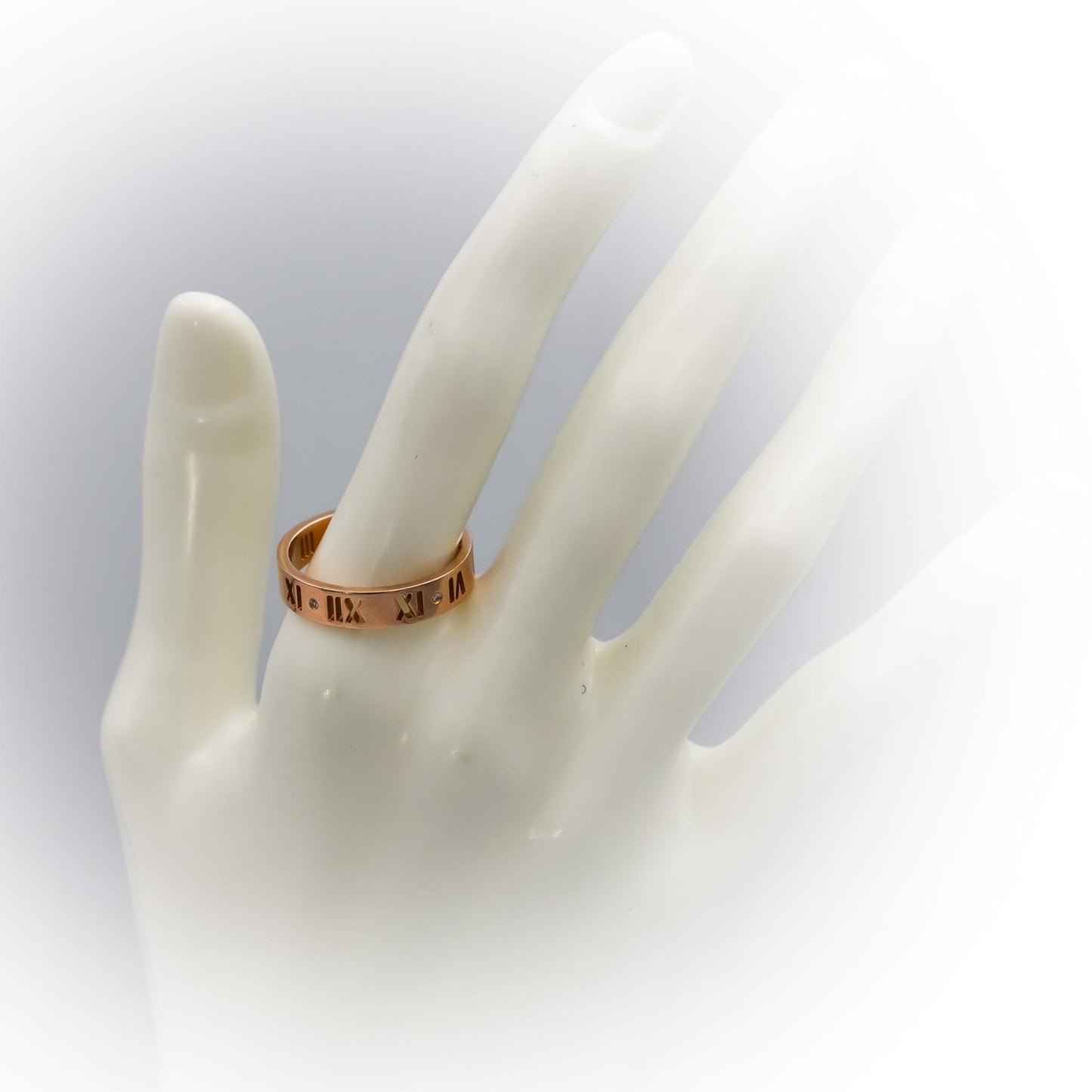 TIFFANY & CO. 18k Rose Gold VS Diamond Atlas Band Ring .02CT Size 10.25