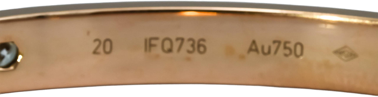 CARTIER 18k Gold Diamond Love Screw Motif Bangle Bracelet .42CT w/ Pouch Sz 20