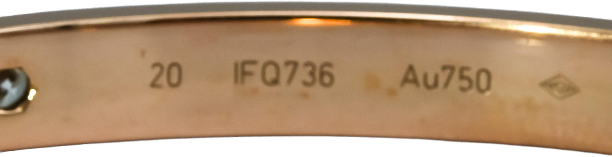 CARTIER 18k Gold Diamond Love Screw Motif Bangle Bracelet .42CT w/ Pouch Sz 20