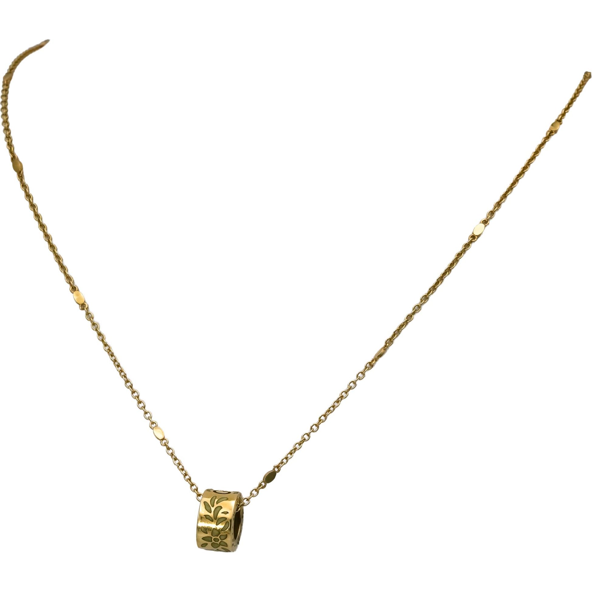 GUCCI 18k Yellow Gold Icon Blooms Botanical Motif Pendant Necklace