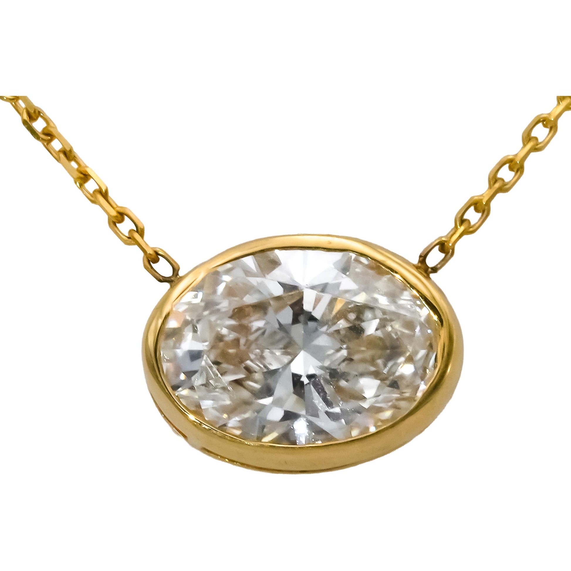 14k Yellow Gold VS Oval Cut Lab-Grown Diamond Pendant Necklace 2.23CT