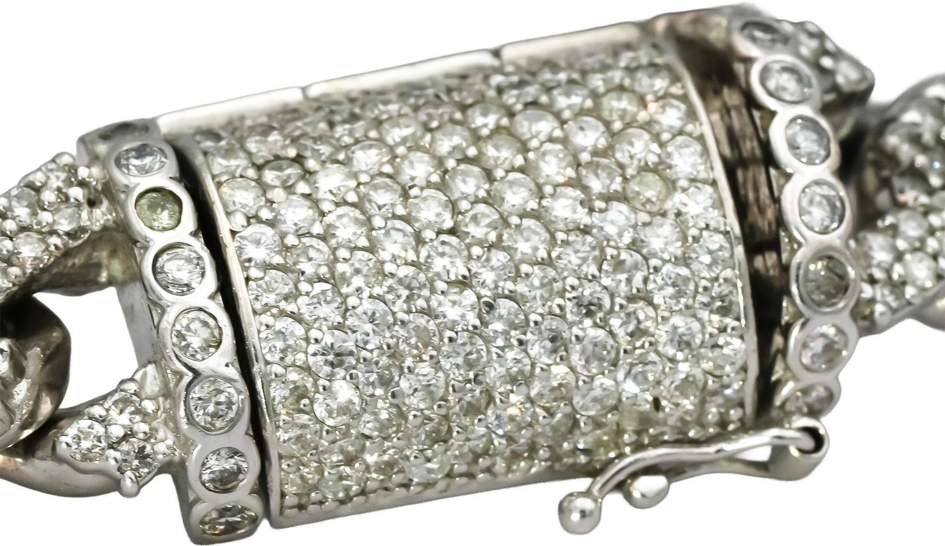 14k White Gold Round Diamond Iced Out Cuban Link Bracelet 10.0CT