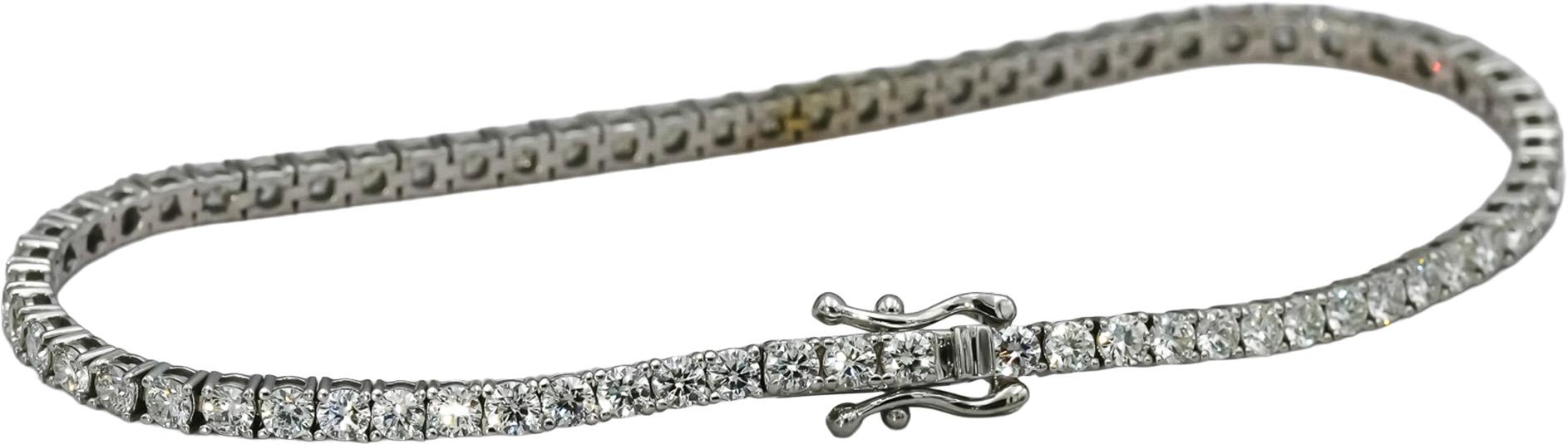 14k White Gold VS Round Diamond Tennis Bracelet 3.65CT