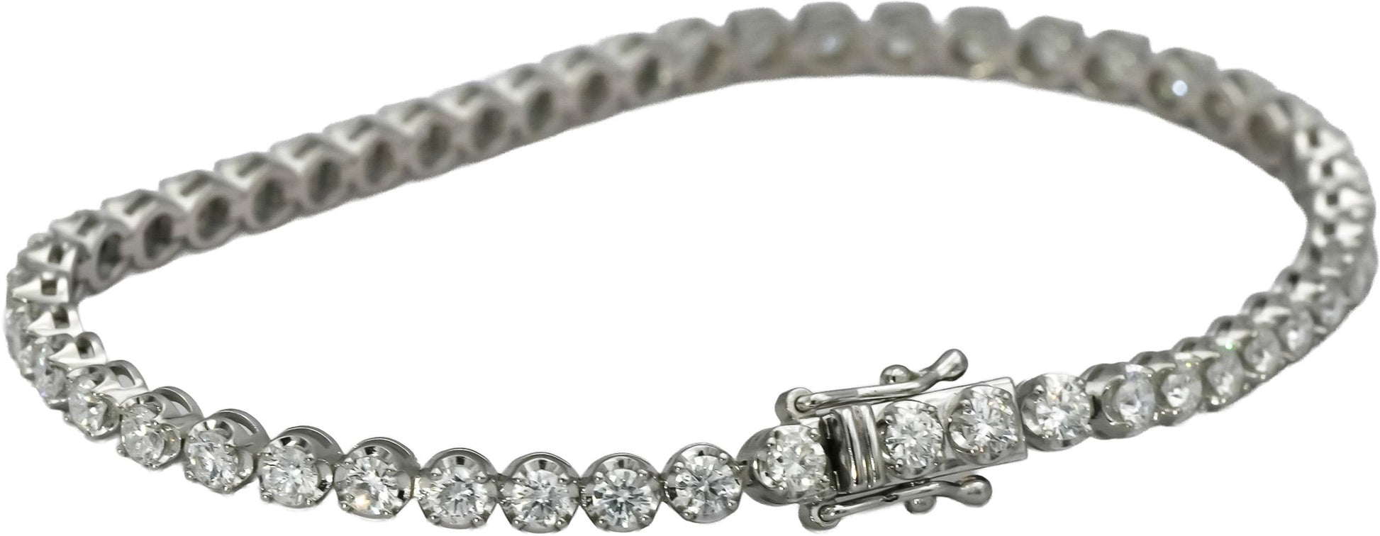 Platinum Round Natural Diamond Tennis Bracelet 3.55CT