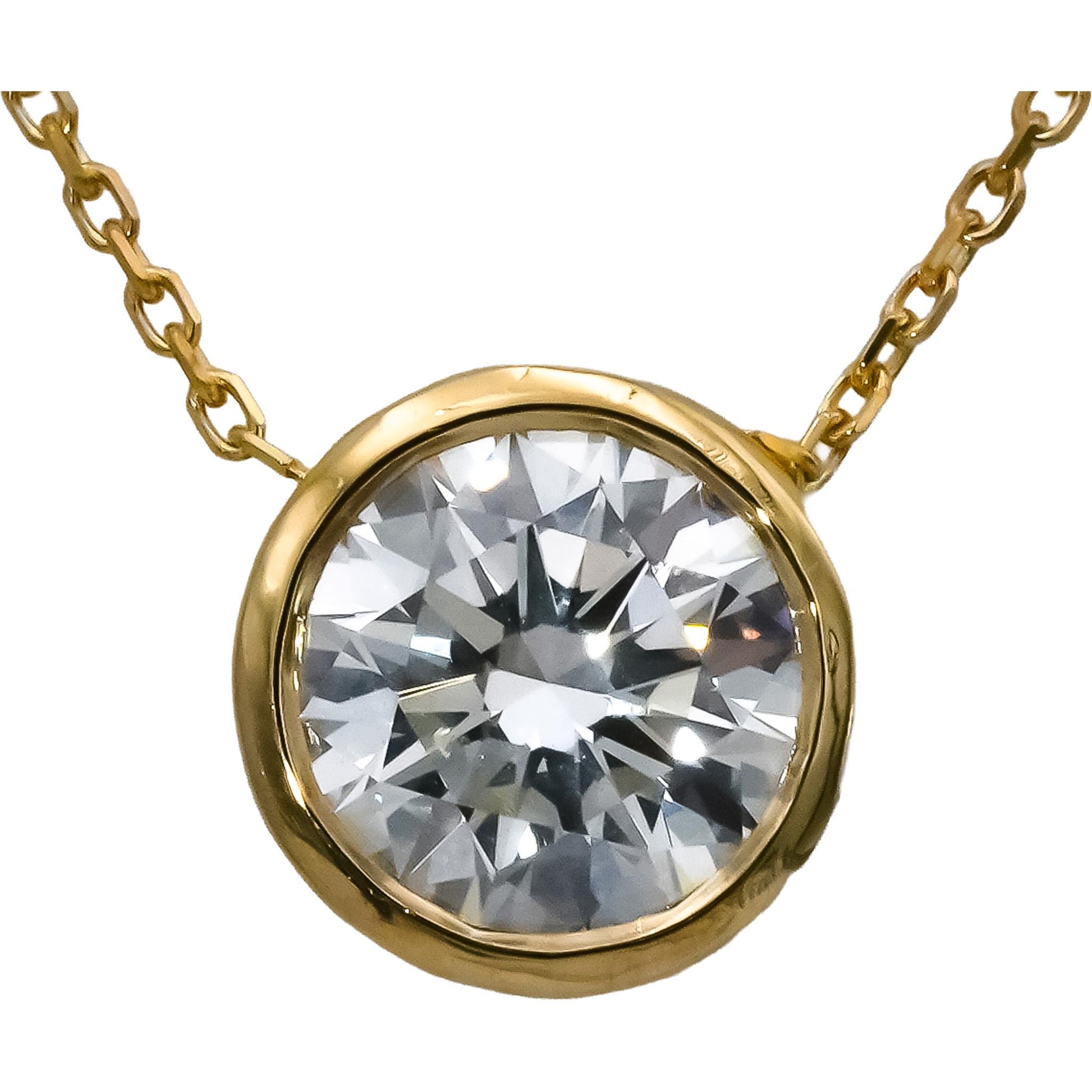 14k Yellow Gold VS Round Lab-Grown Diamond Solitaire Pendant Necklace 2.03CT