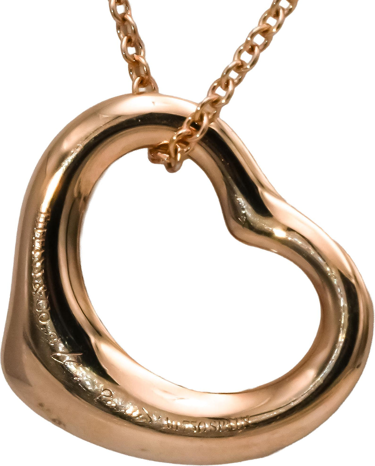 TIFFANY & CO. 18k Rose Gold Elsa Peretti Heart Pendant Necklace
