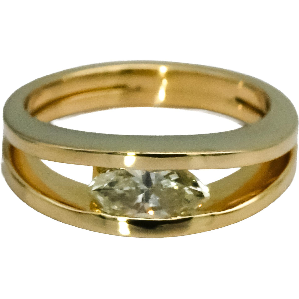 14k Yellow Gold VS Marquise Tension Set Solitaire Band Ring 0.40CT Size 4