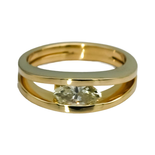 14k Yellow Gold VS Marquise Tension Set Solitaire Band Ring 0.40CT Size 4