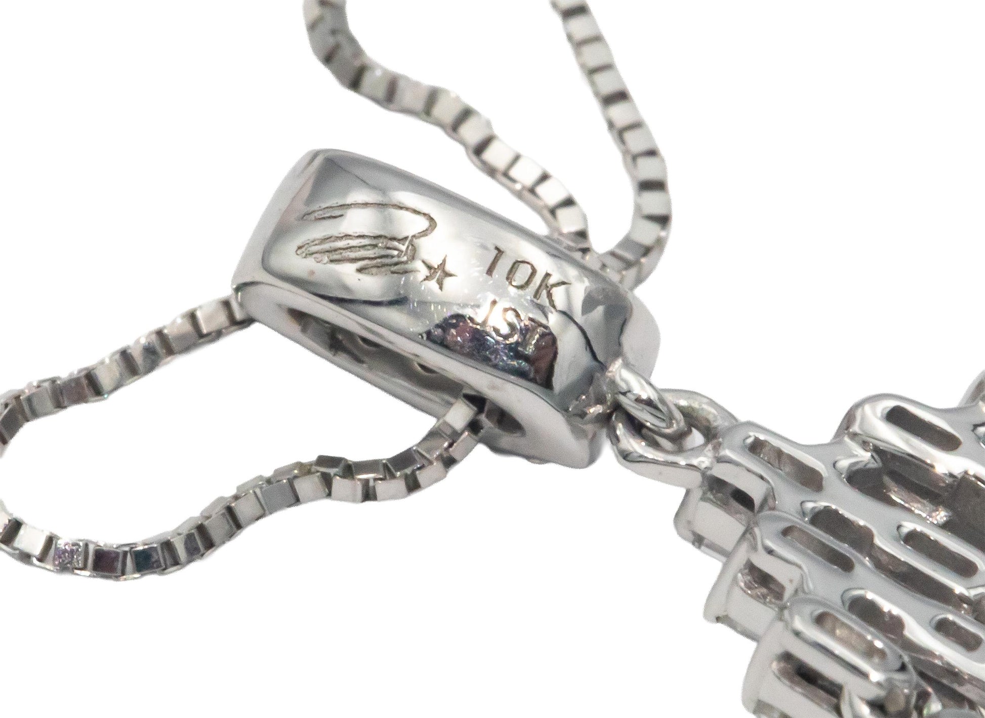 10k White Gold 0.50CT Diamond Tassel Pendant Chain Necklace