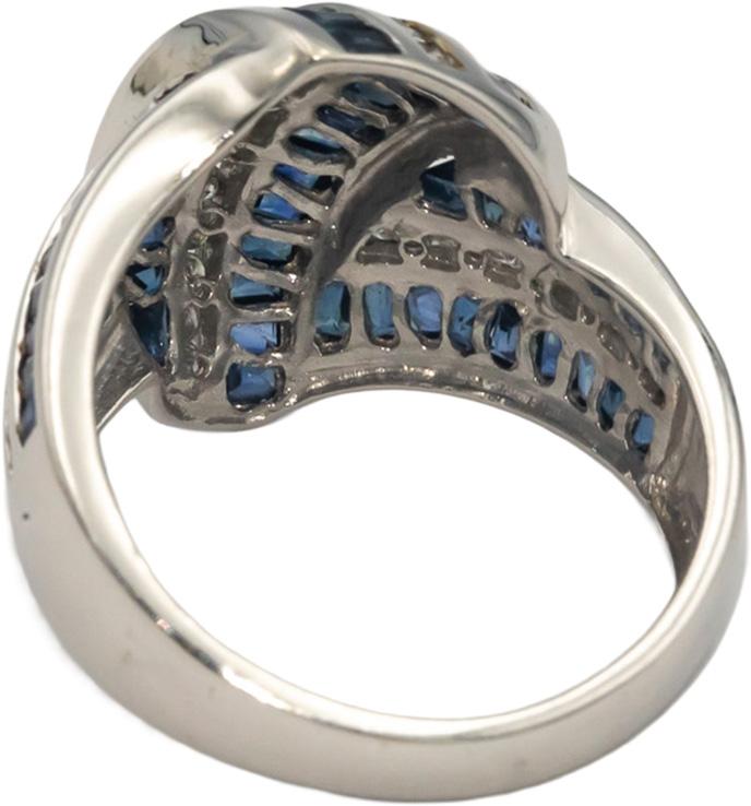KALATI Designer 14k White Gold Diamond and Sapphire Ring 1.78CT Size 7
