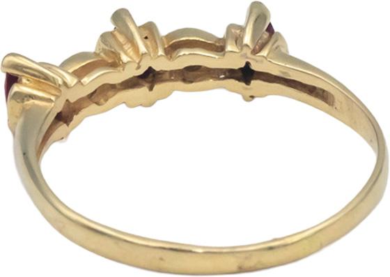 14k Yellow Gold 0.29CT Diamond and Ruby Band Ring Size 10