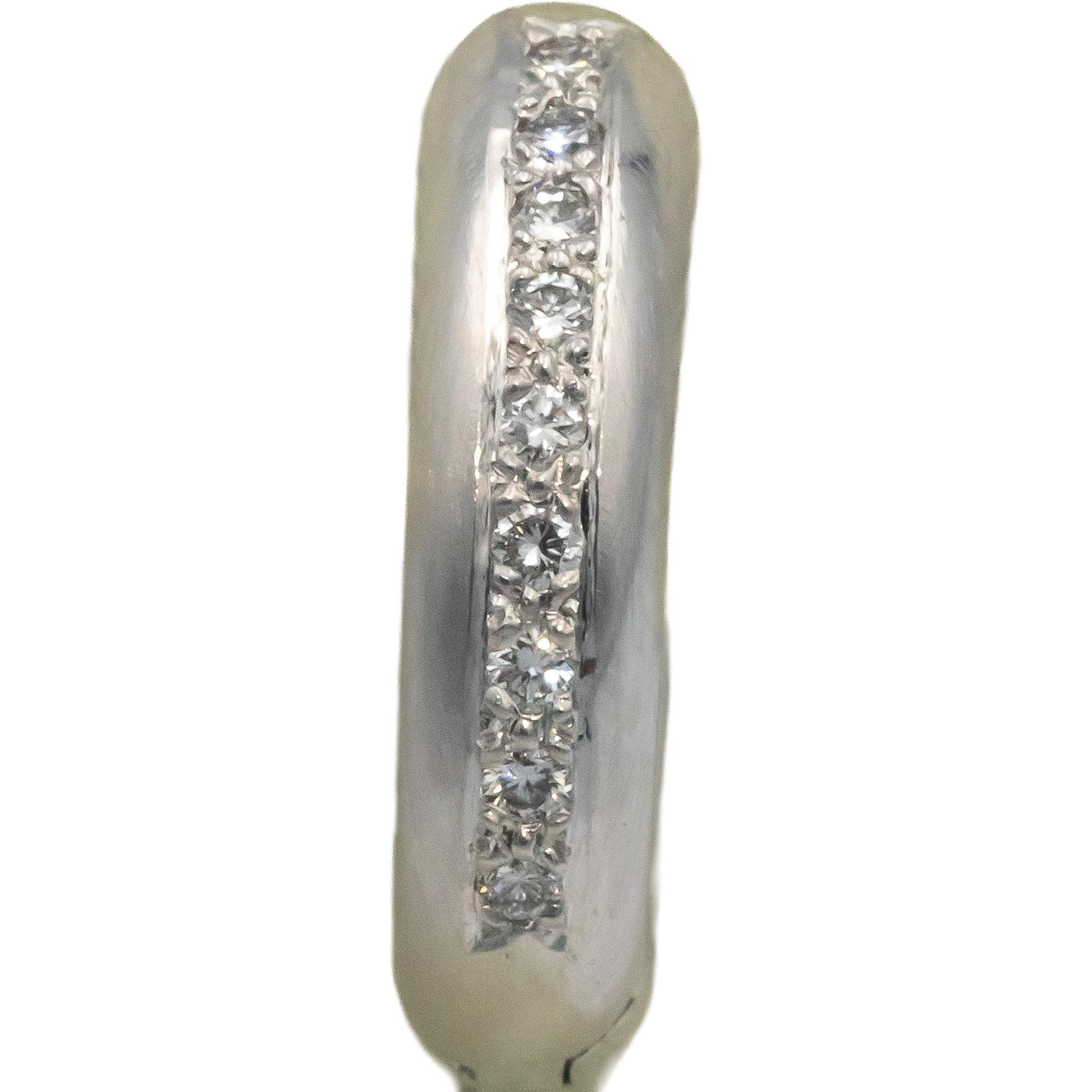 14k White Gold 0.20CT VS Diamond Satin Finish Hoop Huggie Earrings