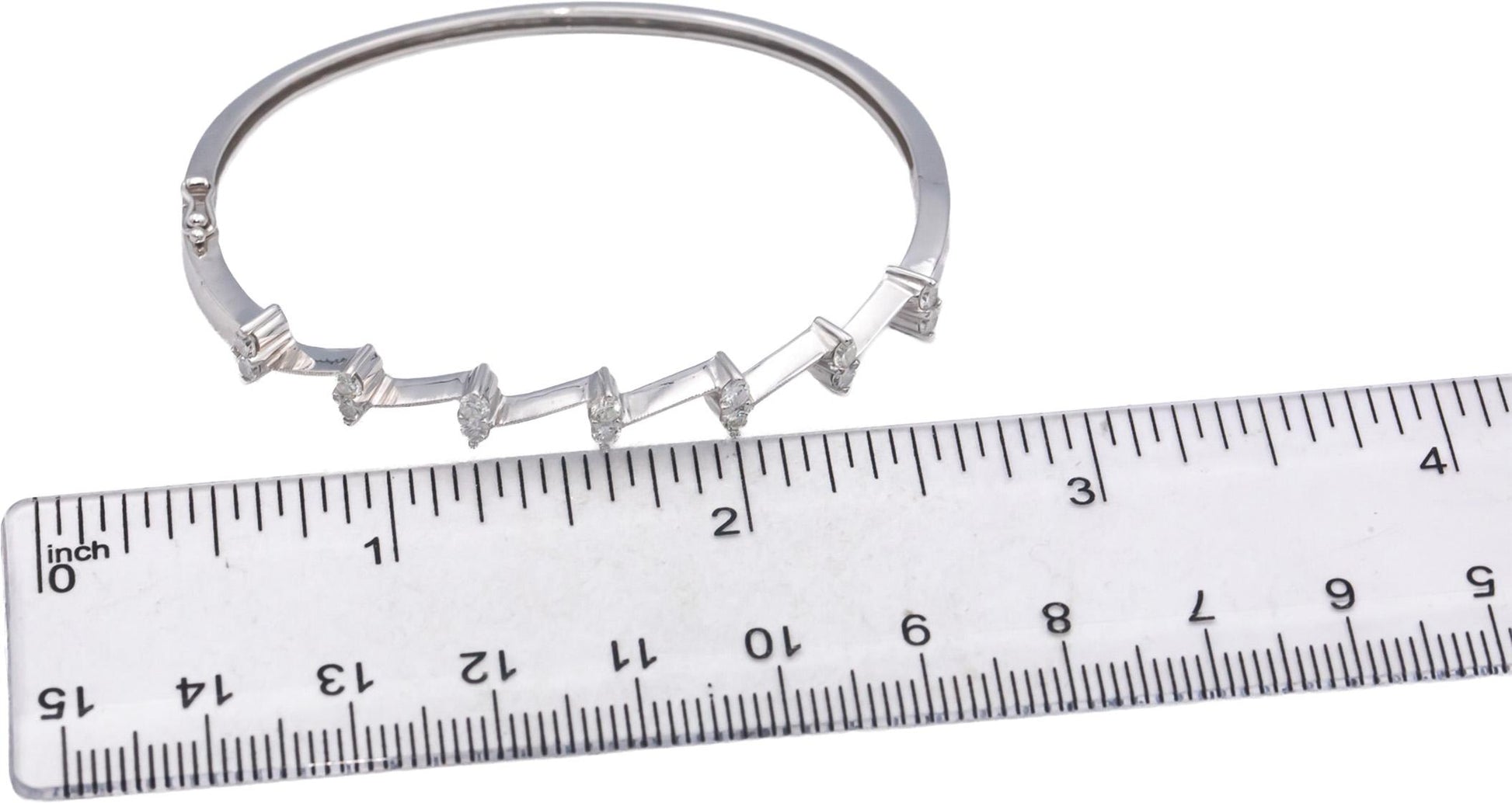 18k White Gold Jewelry 0.55CT Round Cut Diamond Bangle Bracelet
