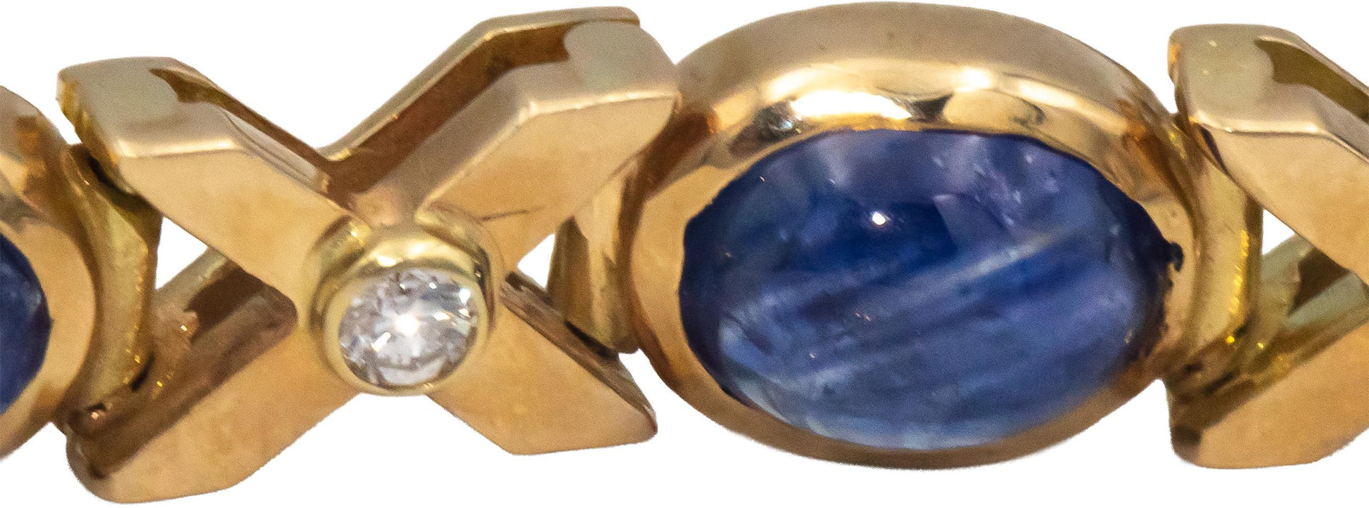 18k Yellow Gold Diamond and Cabochon Sapphire Link Bracelet 12.25CT