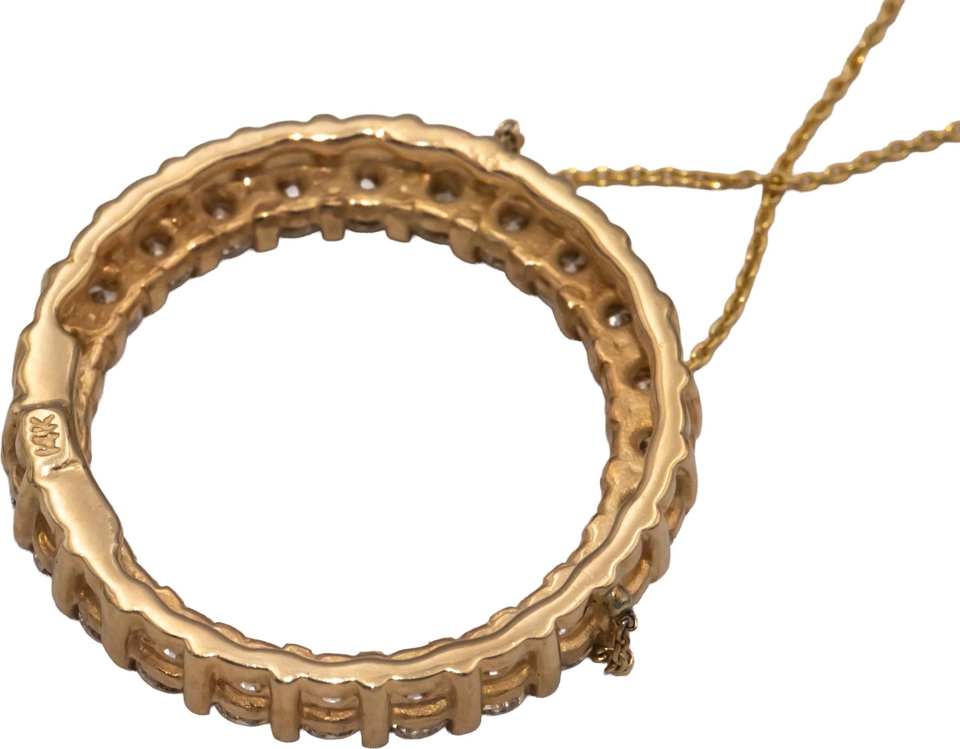 14k Yellow Gold VS Round Diamond Circle Pendant Necklace 1.81CT