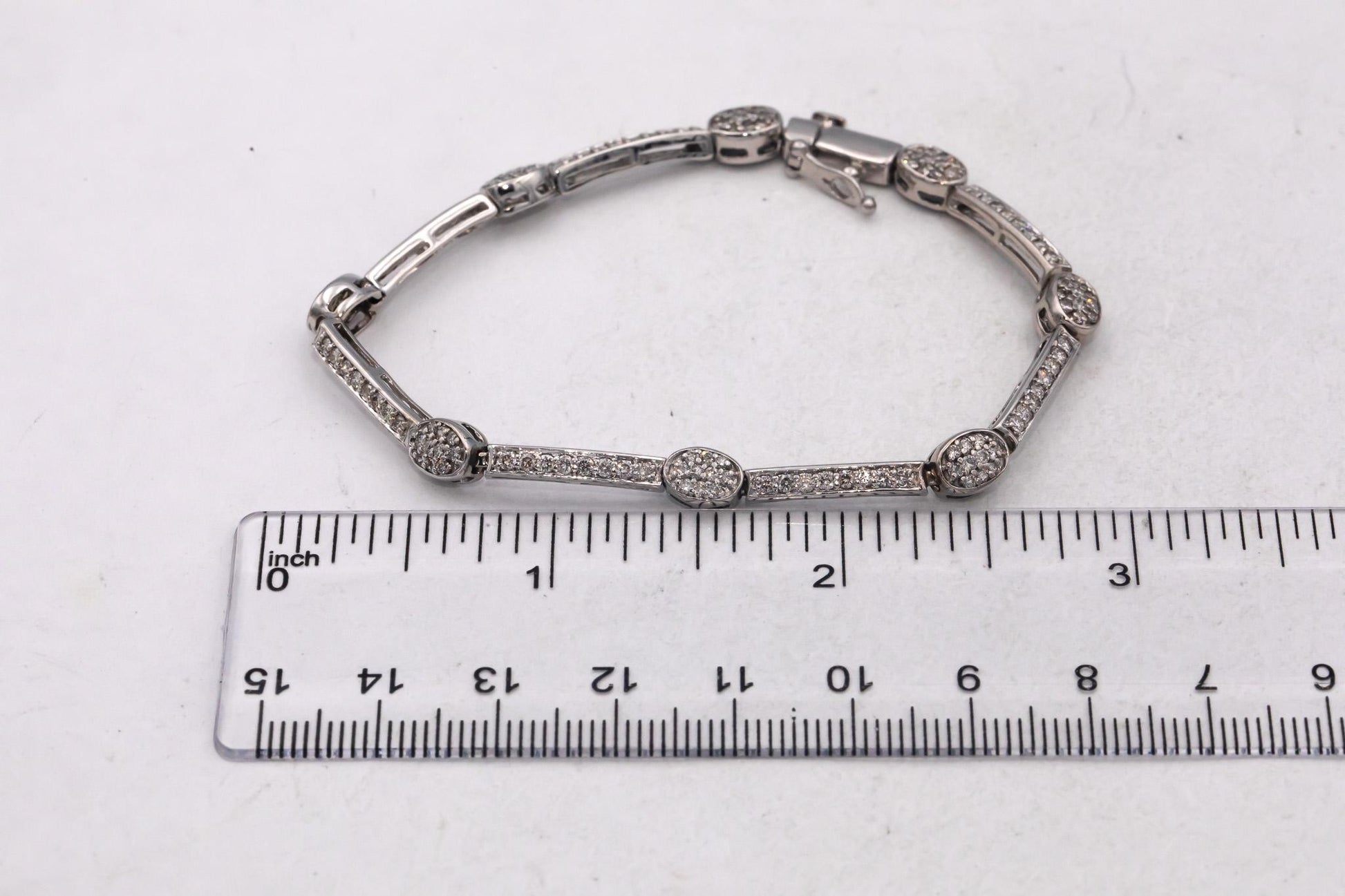 14k White Gold 1.50CT Round Cut Diamond Fancy Link Bracelet