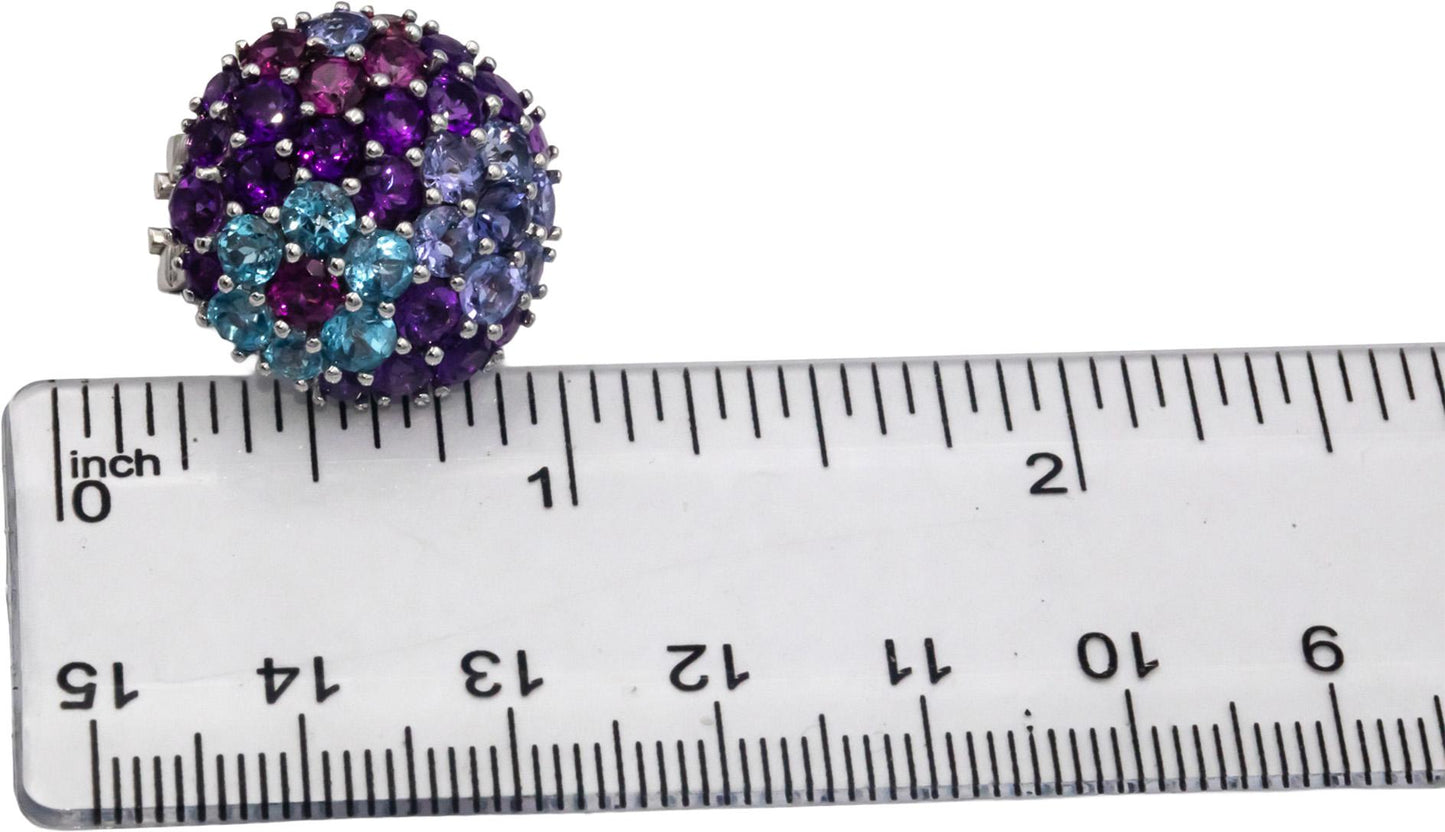 PASQUALE BRUNI 18k White Gold Assorted Gemstone Cluster Button Earrings