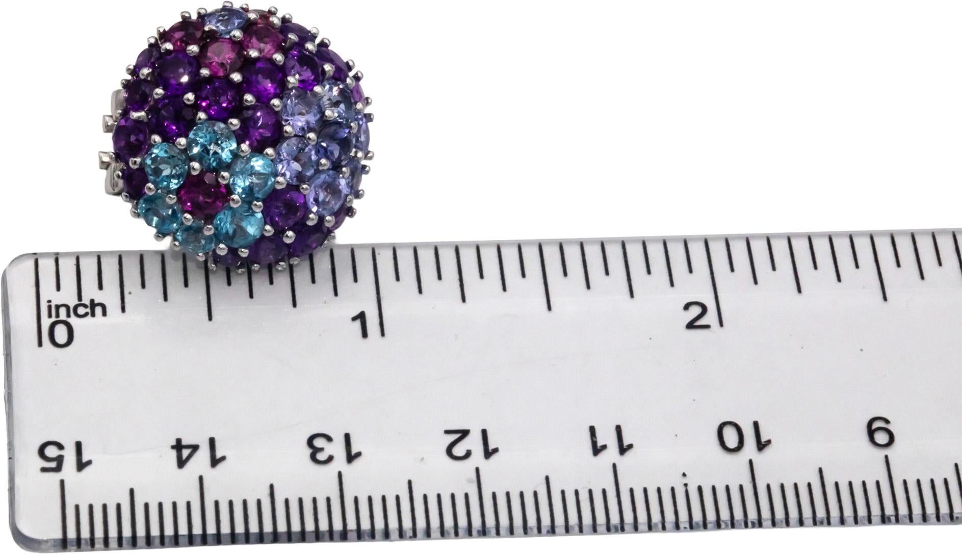 PASQUALE BRUNI 18k White Gold Assorted Gemstone Cluster Button Earrings