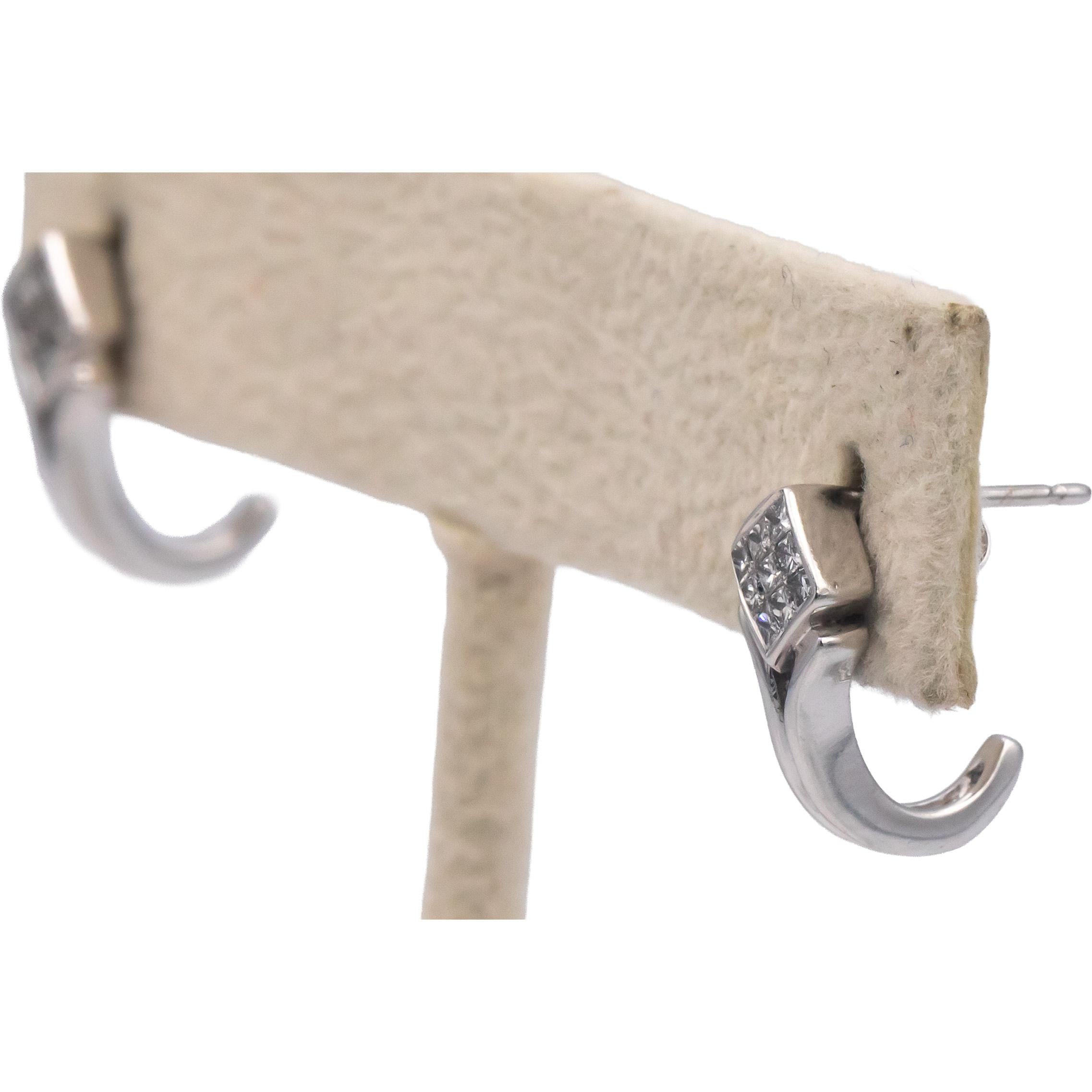 14k White Gold Jewelry Princess Cut Diamond Curved Stud Earrings 0.20CT