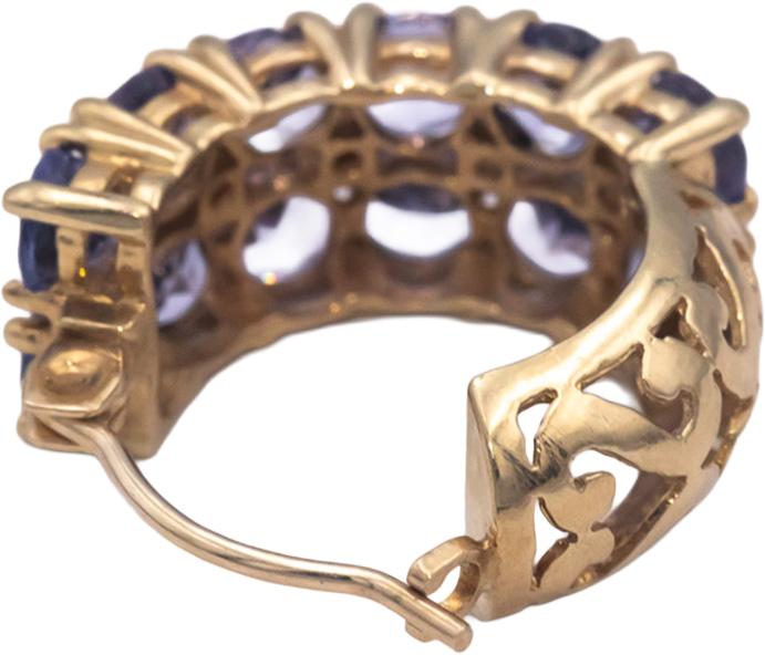10k Yellow Gold 2.50CT Round Cut Tanzanite Huggie Earrings
