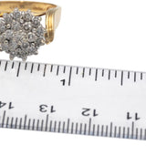10k White and Yellow Gold Round Diamond Cluster Ring 1.0CT Size 7.25