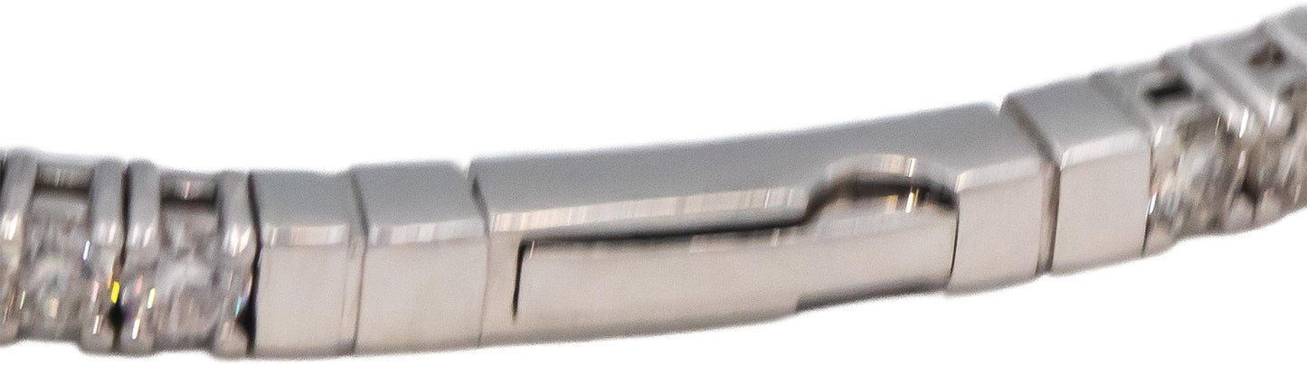 14k White Gold VS Round Diamond Semi-Flexible Bangle Bracelet 3.63CT