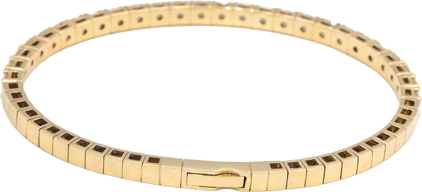 14k Yellow Gold VS Round Diamond Flexible Bangle Bracelet 4.51CT