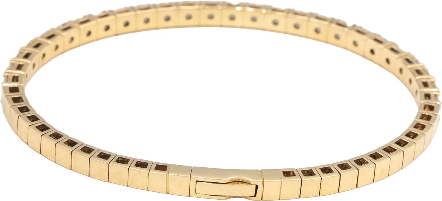 14k Yellow Gold VS Round Diamond Flexible Bangle Bracelet 4.51CT
