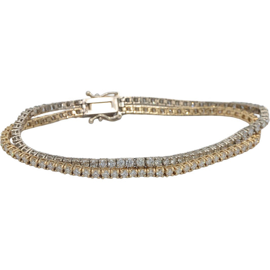 14k White & Yellow Gold VS Round Diamond Double Tennis Bracelet 5.85CT
