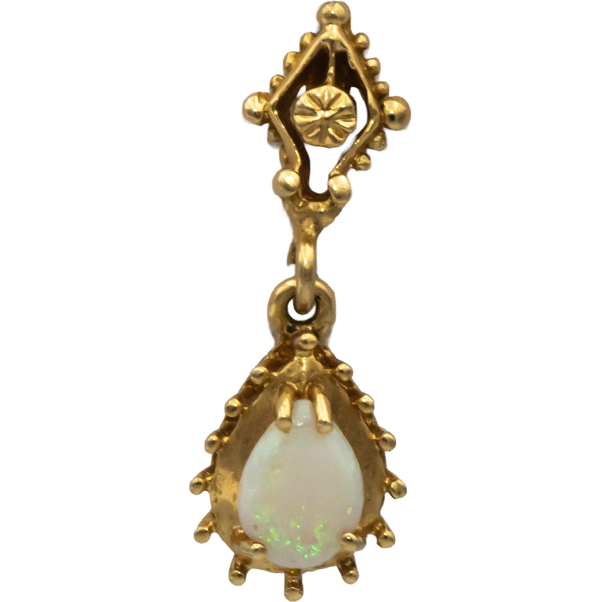 14k Yellow Gold Pear Cabochon Opal Drop Dangle Earrings 0.50CT