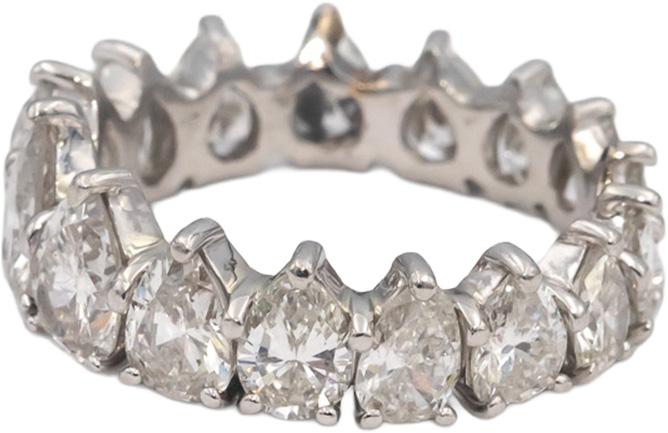 Platinum VS Pear Cut Diamond Graduated Eternity Band Ring 4.0CT Size 6
