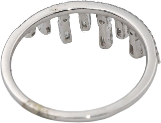 18k White Gold VS Emerald & Round Diamond Tiara Crown Band Ring 0.40CT Size 6.75