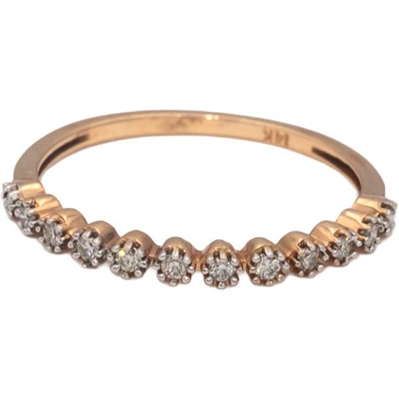 14k Rose Gold VS Round Diamond Band Ring 0.20CT Size 7.25