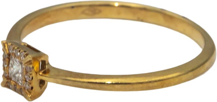 18k Yellow Gold Princess & Round Diamond Band Ring 0.12CT Size 7