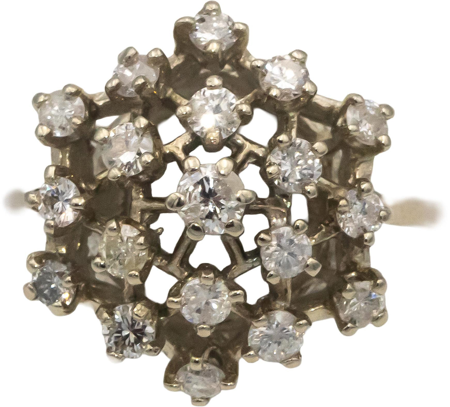 14k White Gold Round Diamond Cluster Cocktail Ring 0.75CT Size 7.5